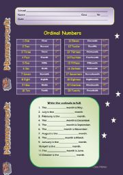 ordinal numbers