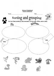 English worksheet: sorting and grouping