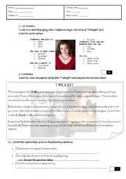 English Worksheet: Test Twilight