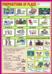 Prepositions of place - On, In,At, Under, Above, In front of, Behind, Between, Among, Beside and Across.