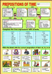 English Worksheet: Prepositions of time