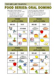 Practice of Food Vocabulary: Oral Domino for 4 players (1 of 4)