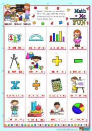 English Worksheet: Classroom objects and symbols Set  (1)  - Vocabulary related to Mathematics