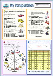 English Worksheet: My Transportation