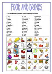 English Worksheet: Food and drinks