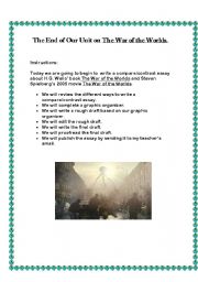 English Worksheet: The End of Our Unit on The War of the Worlds