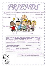 English Worksheet: Charlie Browns friends ( two pages)