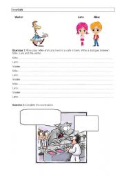English Worksheet: In a caf