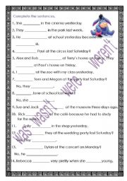 English Worksheet: Was/Were