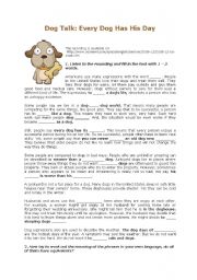 English Worksheet: listening: words and their stories: dog talk