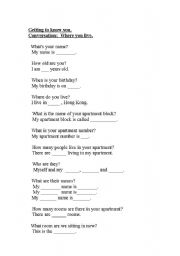 English Worksheet: Where I live