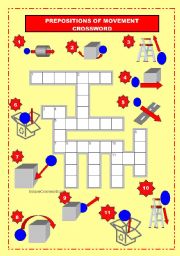 English Worksheet: PREPOSITIONS OF MOVEMENT CROSSWORD