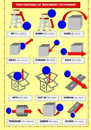 English Worksheet: PREPOSITIONS OF MOVEMENT PICTIONARY