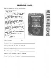 English Worksheet: RECEIVING A CHRISTMAS CARD