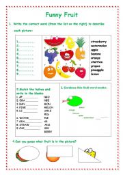 English Worksheet: Funny fruit worksheet