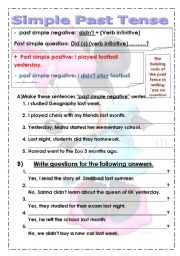 English Worksheet: simple past tense