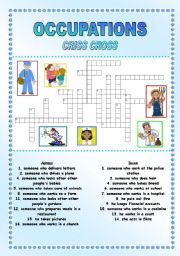 Occupations - Criss cross + ANSWER KEY