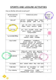 English Worksheet: Sports and leisure activities 