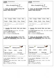 English Worksheet: SONG -Ramones - what a wonderful world (colors)