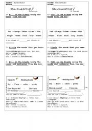 English worksheet: SONG -Ramones - what a wonderful world (colors)