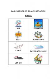 English worksheet: Basic Modes Of Transportation Chart (Water)