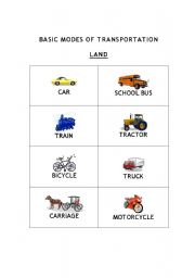 English worksheet: Basic Modes Of Transportation Chart (LAND)