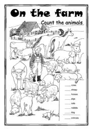 English Worksheet: On the farm - Count the animals