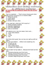English Worksheet: Valentine and dating customs of other cultures