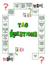 English Worksheet: Tag questions boardgame