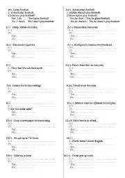 English Worksheet: simple present tense (affirmative ,negative,question)