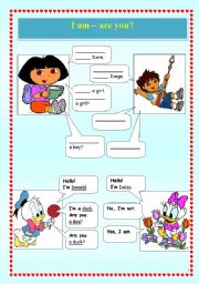 English Worksheet: TENSES: PRESENT SIMPLE OF THE VERB TO BE (I / YOU)