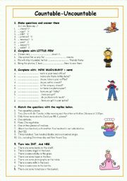 English Worksheet: Countable-Uncountable Nouns