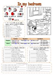 English Worksheet: In my bed room (THERE IS/THERE ARE)