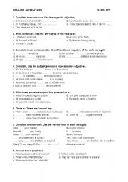 English Worksheet: ENGLISH ALIVE 2 ESO - PRACTICE TEST - STARTER UNIT