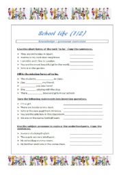 English Worksheet: School life (2 printables in 1 - 4 pages)