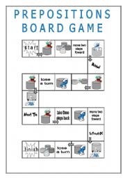 English Worksheet: Prepositions - GAME BOARD