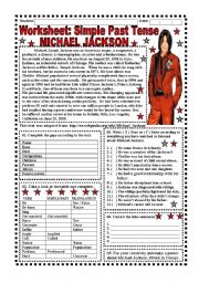 Worksheet: Simple Past Tense (Michael Jackson) - 4 pages