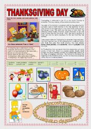 English Worksheet: THANKSGIVING DAY WITH THE SIMPSONS