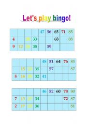 English worksheet: Lets play bingo