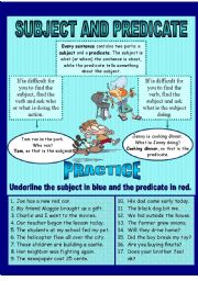 English Worksheet: SUBJECT AND PREDICATE with irregular verbs