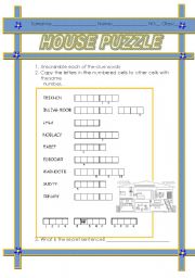 English worksheet: HOUSE PUZZLE
