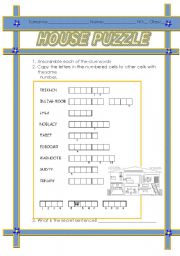 English Worksheet: HOUSE PUZZLE
