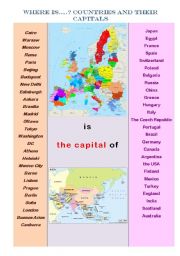 English Worksheet: countries and capitals