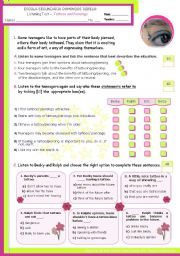 English Worksheet: Listening worksheet on fashion/trends -Tattoes and piercings