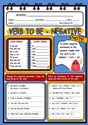 English Worksheet: VERB TO BE 1