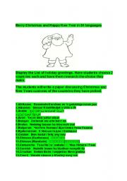 English worksheet: Merry Christmas and Happy New Year reading research writing