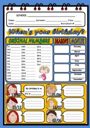 English Worksheet: WHENS YOUR BIRTHDAY?