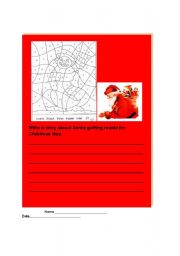 English Worksheet: santa is busy writing assignment and activity page