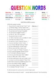 English Worksheet: Question words