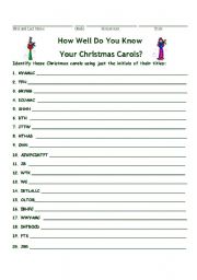 English Worksheets Christmas How Well Do You Know Your Christmas Carols